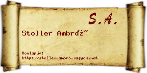 Stoller Ambró névjegykártya